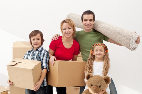 Packed student boxes and seasonal items stored in Whitecity